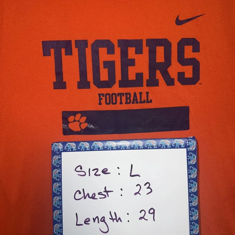 VTG‎ Nike Team Clemson Tigers T Shirt Men's Size L Orange Tee Football NCAA